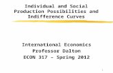 1 Individual and Social Production Possibilities and Indifference Curves International Economics Professor Dalton ECON 317 – Spring 2012.