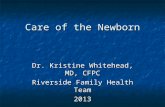 Care of the Newborn Dr. Kristine Whitehead, MD, CFPC Riverside Family Health Team 2013.
