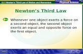 12.3 Newton’s Third Law of Motion and Momentum Newton’s Third Law Whenever one object exerts a force on a second object, the second object exerts an equal.