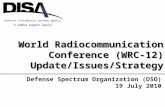 A Combat Support Agency World Radiocommunication Conference (WRC-12) Update/Issues/Strategy Defense Spectrum Organization (DSO) 19 July 2010 A Combat Support.