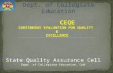 State Quality Assurance Cell Dept. of Collegiate Education, GoK CEQE CONTINUOUS EVALUATION FOR QUALITY & EXCELLENCE Dept. of Collegiate Education.