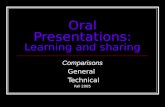 Oral Presentations: Learning and sharing Comparisons General Technical Fall 2005.