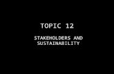 TOPIC 12 STAKEHOLDERS AND SUSTAINABILITY. Introduction to Agenda 21 The Earth Summit held in Rio De Janerio, Brazil was attended by 178 country leaders.