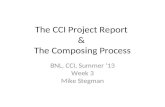 The CCI Project Report & The Composing Process BNL, CCI, Summer ’13 Week 3 Mike Stegman.
