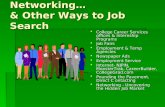 Networking… & Other Ways to Job Search  College  College Career Services offices & Internship Programs  Job  Job Fairs  Employment  Employment &