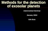 Methods for the detection of exosolar planets Astronomical Seminar January 2004 Erik Butz.