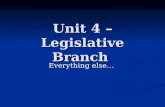Unit 4 – Legislative Branch Everything else…. Domestic Policy Domestic policy refers to legislation that effects here at home Domestic policy refers to.