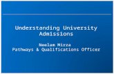 Understanding University Admissions Neelam Mirza Pathways & Qualifications Officer.