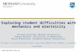 Www.monash.edu.au Exploring student difficulties with mechanics and electricity Richard Gunstone (Monash University) Pamela Mulhall (University of Melbourne)