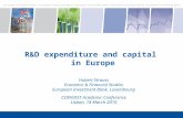 R&D expenditure and capital in Europe Hubert Strauss Economic & Financial Studies European Investment Bank, Luxembourg COINVEST Academic Conference Lisbon,
