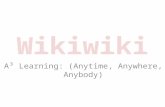 A³ Learning: (Anytime, Anywhere, Anybody). Outline Wiki Defined Pedagogical Framework Creating a Wiki Educational Application Still Not Sure? Works Consulted.