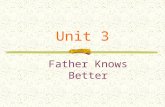 Unit 3 Father Knows Better. Discussion: When did the story happen? What ’ s your happiest moment being with your parents?