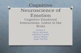 Cognitive Neuroscience of Emotion Cognitive Emotional Interactions: Listen to the Brain Group 4 Alicia Iafonaro Anthony Correa Baoyu Wang Isaac Del Rio.