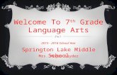 WELCOME TO 7 TH GRADE LANGUAGE ARTS 2015 - 2016 School Year Springton Lake Middle School Mrs. Megan Snyder.