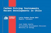 Carbon Pricing Instruments Recent Developments in Chile Latin Carbon Forum 2014 Bogotá, Colombia Juan Pedro Searle Sustainable Development Division Ministry.