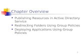 1 Chapter Overview Publishing Resources in Active Directory Service Redirecting Folders Using Group Policies Deploying Applications Using Group Policies.