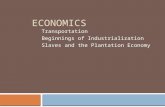 ECONOMICS Transportation Beginnings of Industrialization Slaves and the Plantation Economy.