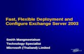 Fast, Flexible Deployment and Configure Exchange Server 2003 Smith Mangmeetakun Technology Specialist Microsoft (Thailand) Limited.
