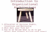 Introduction to Organizational Architecture 1.Allocation of Decision Rights, Incentives and Monitoring 2.What does your firm do? 3.How do we decide what.