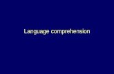 Language comprehension. understanding speech 1.differentiating speech sounds from other noises 2.recognizing words 3.activating their syntactic and semantic.