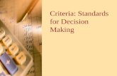 Criteria: Standards for Decision Making. LEARNING OBJECTIVES Understand the distinction between conceptual and actual criteria. Understand the meaning.
