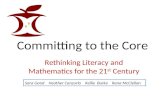 Committing to the Core Rethinking Literacy and Mathematics for the 21 st Century Sara Good Heather Canzurlo Kellie Burke Rena McClellan.