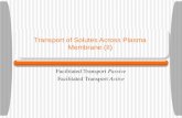 Transport of Solutes Across Plasma Membrane (II) Facilitated Transport Passive Facilitated Transport Active.
