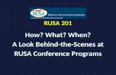 RUSA 201 How? What? When? A Look Behind-the-Scenes at RUSA Conference Programs.