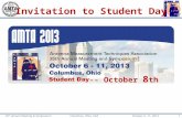 October 6- 11, 2013 35 th Annual Meeting & Symposium Columbus, Ohio, USA 1 Invitation to Student Day -- October 8 th.