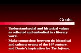 Goals:   Understand social and historical values as reflected and embodied in a literary work.   Make connections between the historical and cultural.