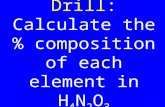 Drill: Calculate the % composition of each element in H 4 N 2 O 3.