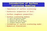 Introduction of Surface Scattering Modeling Importance of surface scattering Dielectric properties of Soil: Surface roughness properties: Surface scattering.