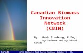APEC Biofuels Task Force Meeting, October 9 – 11, 2006 Canada Canadian Biomass Innovation Network (CBIN) By:Mark Stumborg, P.Eng. Agriculture and Agri-Food.