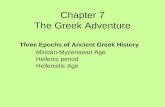 Chapter 7 The Greek Adventure Three Epochs of Ancient Greek History Minoan-Mycenaean Age Hellenic period Hellenistic Age.