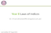 Year 8 Laws of Indices Dr J Frost (jfrost@tiffin.kingston.sch.uk) Last modified: 29 th August 2015.