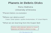 Planets in Debris Disks Renu Malhotra University of Arizona Planet-Debris co-evolution Where can debris exist? Cases: Solar system, upsilon Andromedae,