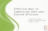Effective Ways to Communicate with your Elected Officials Julie Ford Musselman Columbus Collaborate Summit October 9, 2014.