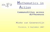 M athematics in A ction Communalities across differences Mieke van Groenestijn Florence, 6 September 2007.