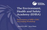 The Environment, Health and Safety Academy (EHSA) Presentation at WRI’s GHG Accounting Workshop March 23, 2010Joyce Peters.
