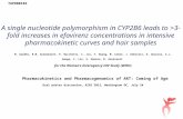 A single nucleotide polymorphism in CYP2B6 leads to >3-fold increases in efavirenz concentrations in intensive pharmacokinetic curves and hair samples.