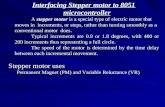 Interfacing Stepper motor to 8051 microcontroller A stepper motor is a special type of electric motor that moves in increments, or steps, rather than turning.
