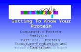 Getting To Know Your Protein Comparative Protein Analysis: Part III. Protein Structure Prediction and Comparison Robert Latek, PhD Sr. Bioinformatics Scientist.