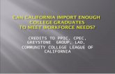 CREDITS TO PPIC, CPEC, GREYSTONE GROUP, LAO, COMMUNITY COLLEGE LEAGUE OF CALIFORNIA.