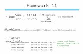 Homework 11 Due ( MT sections ) ( WTh sections ) at midnight Sun., 11/14 Mon., 11/15 Problems .