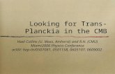 Looking for Trans-Planckia in the CMB Hael Collins (U. Mass, Amherst) and R.H. (CMU) Miami2006 Physics Conference arXiV: hep-th/0507081, 0501158, 0605107,