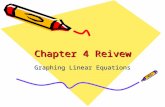 Chapter 4 Reivew Graphing Linear Equations. LIST OF TOPICS ON THIS TEST: 1. Plotting points 2. Find the x-intercept 3. Find the y-intercept 4. Write the.