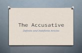 The Accusative Definite and Indefinite Articles. What is the Accusative Case? O Used to indicate direct objects in a sentence. O Direct objects receive.