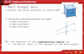 Bell Ringer Quiz 1)Choose the plane parallel to plane MNR 2)Classify the relationship between the angles 1)Angle 1 and Angle 5 2)Angle 8 and Angle 3 3)Angle.