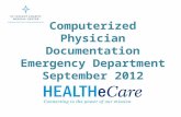 Computerized Physician Documentation Emergency Department September 2012.