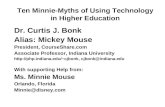 Ten Minnie-Myths of Using Technology in Higher Education Dr. Curtis J. Bonk Alias: Mickey Mouse President, CourseShare.com Associate Professor, Indiana.